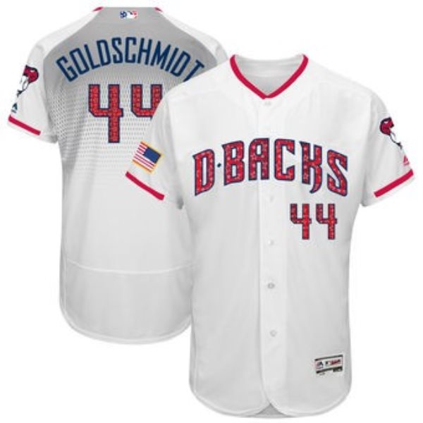 MLB Diamondbacks 44 Paul Goldschmidt White 2018 Stars & Stripes Flex Base Men Jersey