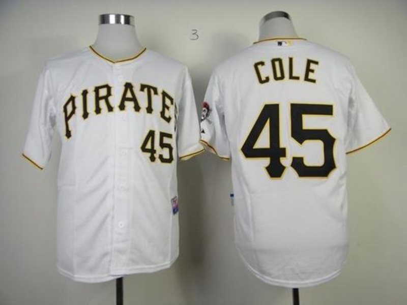 MLB Pirates 45 Gerrit Cole White Cool Base Fashion Men Jersey