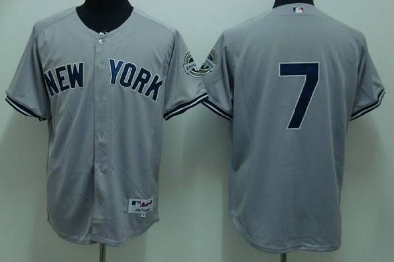MLB Yankees 7 Mickey Mantle Grey Men Jersey