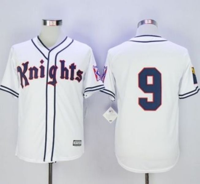 New York Knights The Natural 9 Roy Hobbs White Movie Stitched Baseball Jersey