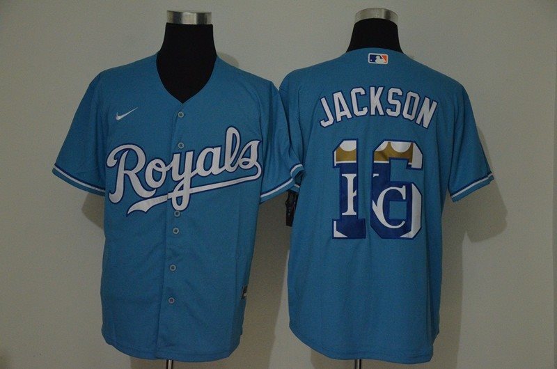 MLB Royals 16 Bo Jackson Light Blue 2020 Nike Cool Base Men Jersey