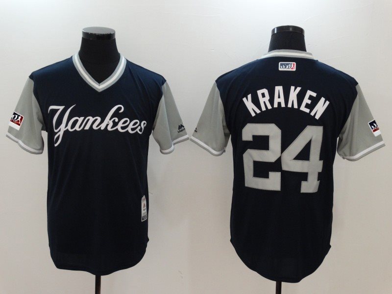 MLB Yankees 24 Gary Sanchez Kraken Navy 2018 Players' Weekend Authentic Men Jersey