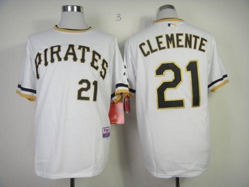 MLB Pirates 21 Roberto Clemente White Alternate 2 Base Men Jersey