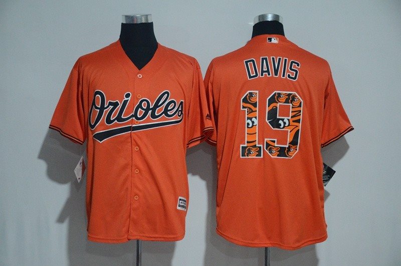 MLB Orioles 19 Chris Davis Orange Team Logo Print Cool Base Men Jersey