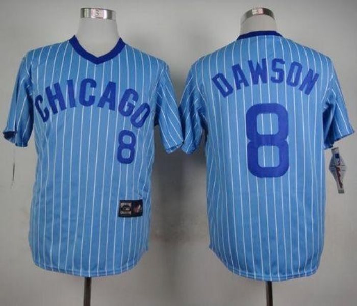 MLB Cubs 8 Andre Dawson Cooperstown Blue Men Jersey