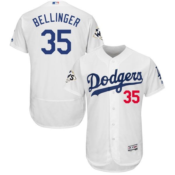 MLB Dodgers 35 Cody Bellinger White 2017 World Series Bound Flexbase Men Jersey