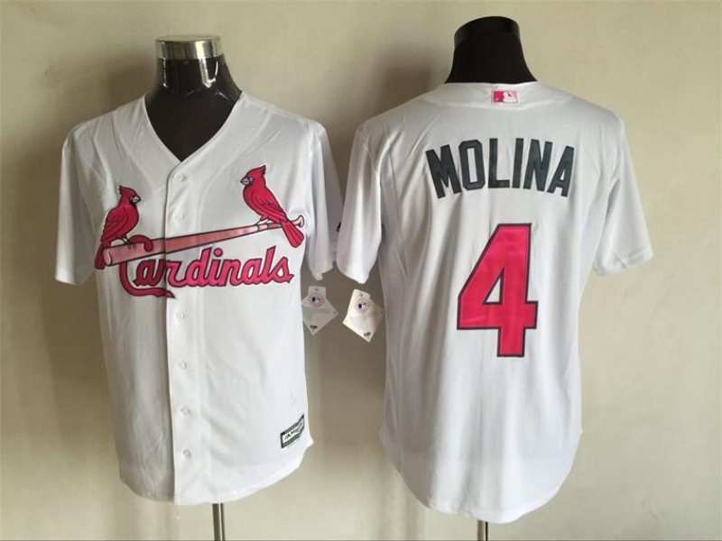MLB Cardinals 4 Yadier Molina White 2016 Mother's Day Cool Base Men Jersey
