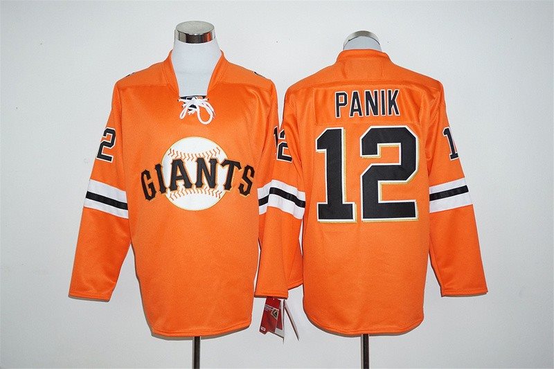 MLB Giants 12 Joe Panik Orange Long Sleeve Men Jersey
