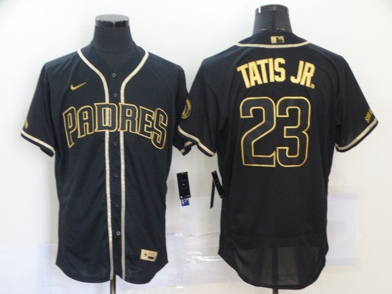 MLB Padres 23 Fernando Tatis Jr. Black Gold 2020 Nike Flexbase Men Jersey