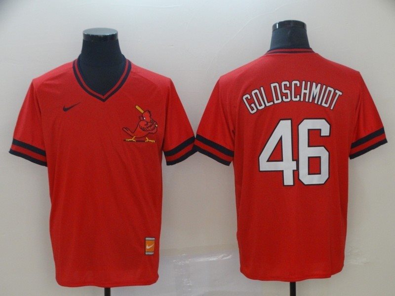 MLB Cardinals 46 Paul Goldschmidt Red Nike Cooperstown Collection Legend V-Neck Men Jersey