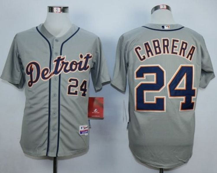 MLB Tigers 24 Miguel Cabrera Grey Men Jersey