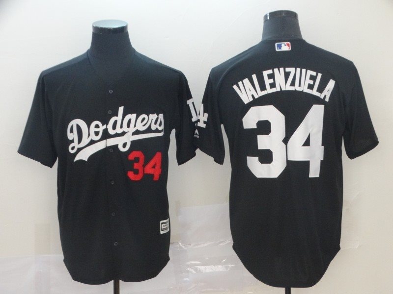 MLB Dodgers 34 Fernando Valenzuela Black Turn Back Men Jersey