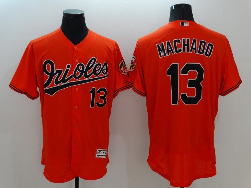 MLB Orioles 13 Manny Machado Orange Flexbase Men Jersey