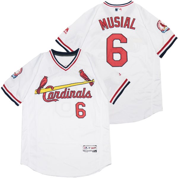 MLB Cardinals 6 Stan Musial White Flexbase Men Jersey