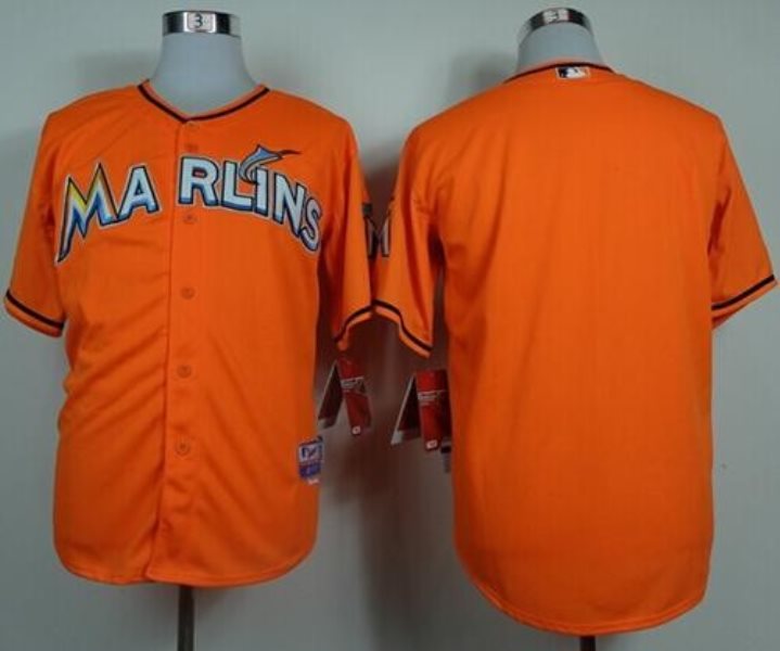 MLB Marlins Blank Orange Cool Base Men Jersey