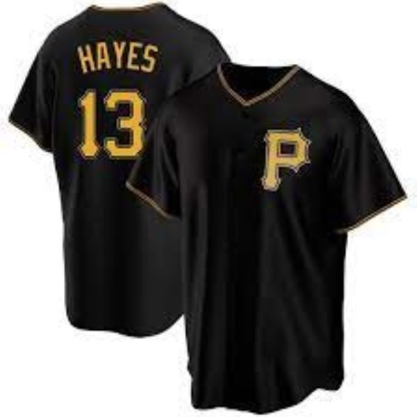 MLB Pirates 13 Hayes Black Cool Base Men Jersey