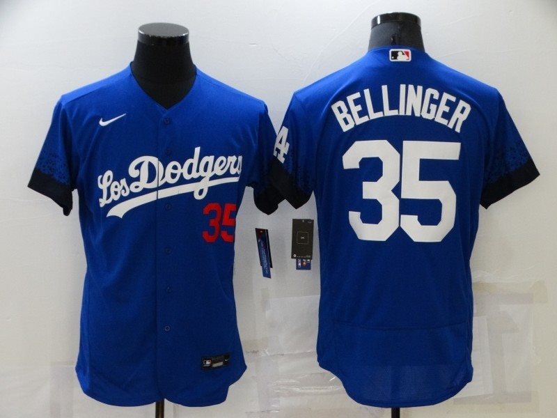 MLB Dodgers 35 Cody Bellinger Royal 2021 City Connect Flexbase Men Jersey
