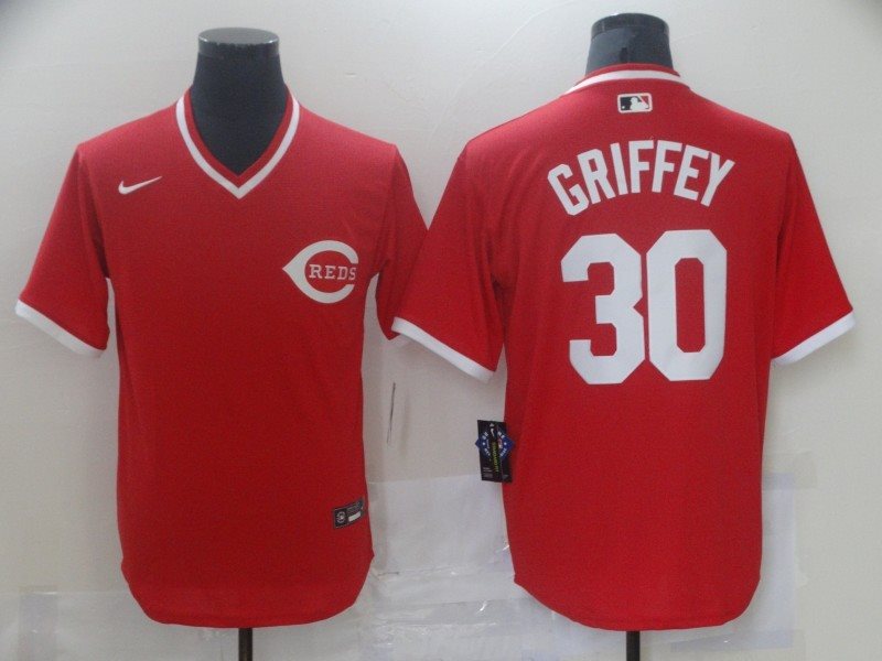 MLB Reds 30 Ken Griffey Red Nike Cool Base Men Jersey