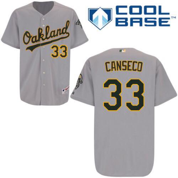 MLB Athletics 33 Jose Canseco Gray Cool Base Men Jersey