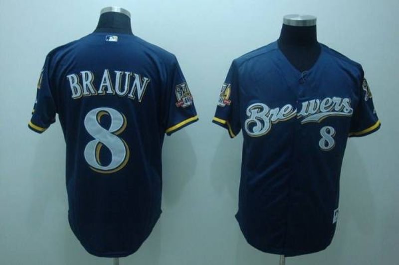 MLB Brewers 8 Ryan Braun Blue Men Jersey