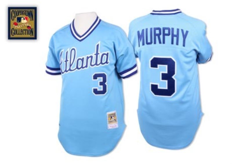MLB Braves 3 Dale Murphy Light Blue 1982 Mitchell and Ness Men Jersey