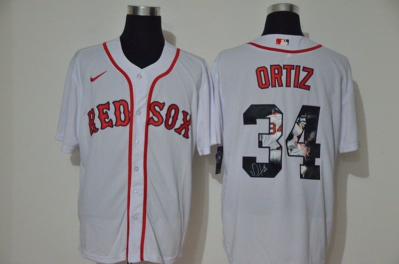 MLB Red Sox 34 David Ortiz White 2020 Nike Cool Base Fashion Men Jersey