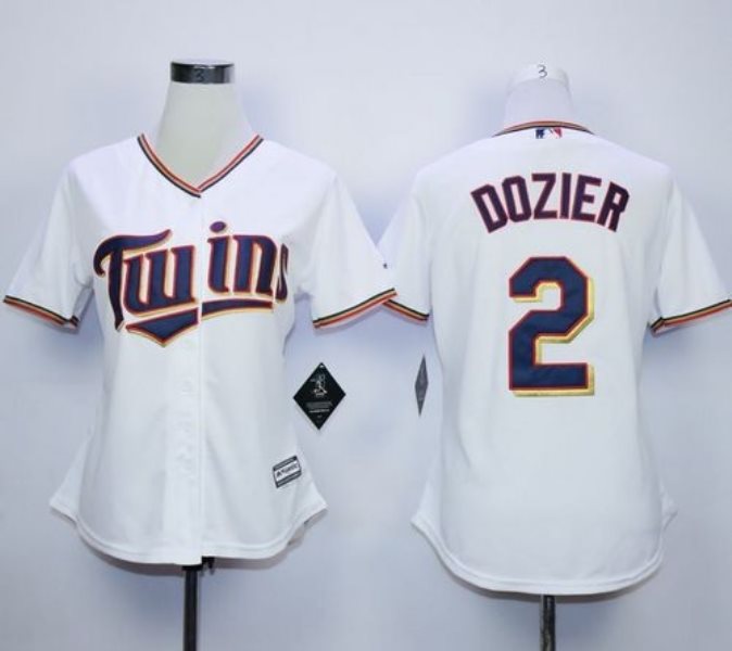 MLB Twins 2 Brian Dozier White Home Women Jersey