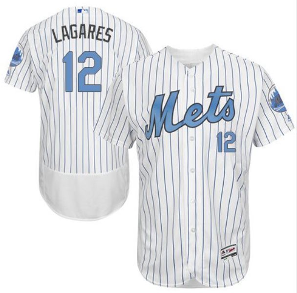 MLB Mets 12 Juan Lagares White 2016 Father's Day Flexbase Men Jersey