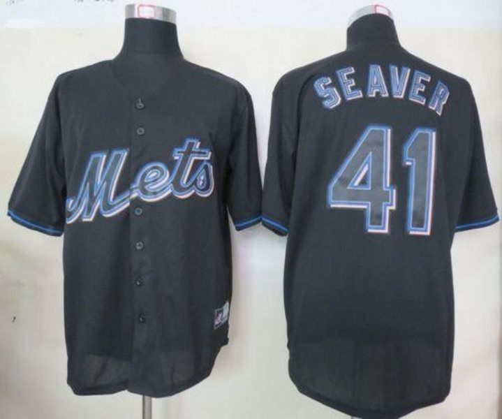 MLB Mets 41 Tom Seaver Black Fashion Men Jersey