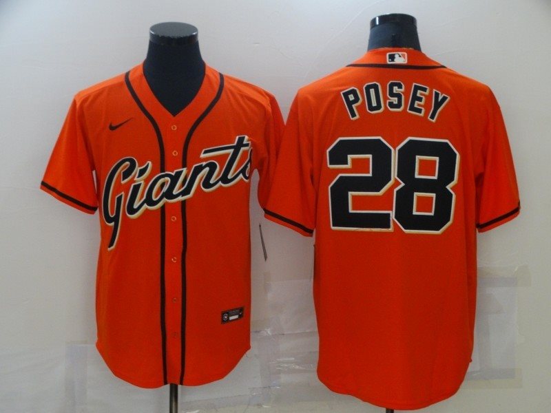 MLB Giants 28 Buster Posey Orange 2020 Nike Cool Base Men Jersey