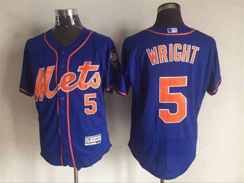 MLB Mets 5 David Wright Blue Flexbase Men Jersey