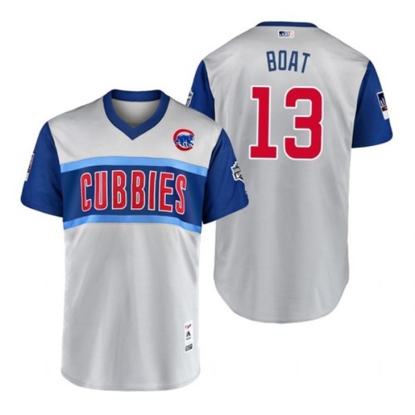 MLB Chicago Cubs 13 David Bote Boat 2019 Little League Classic Men Jersey
