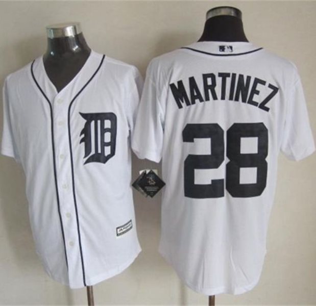 MLB Tigers 28 J. D. Martinez New White Cool Base Men Jersey