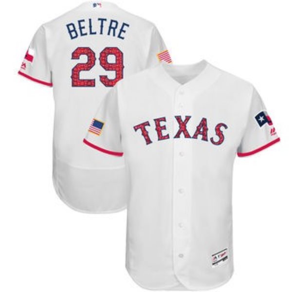 MLB Rangers 29 Adrian Beltre White 2018 Stars & Stripes Flex Base Men Jersey
