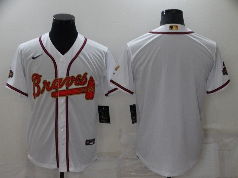MLB Braves Blank 2022 White Gold Nike Cool Base Men Jersey
