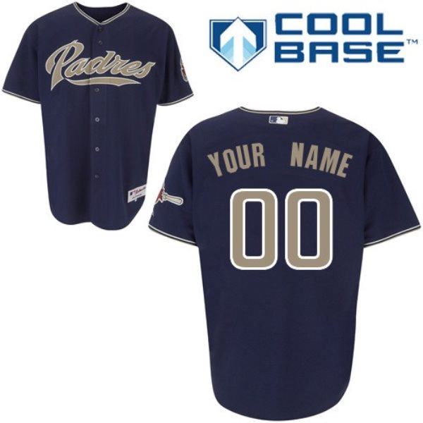 MLB Padres Blue Cool Base Customized Men Jersey