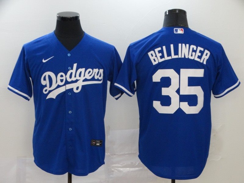 MLB Dodgers 35 Cody Bellinger Royal 2020 Nike Cool Base Men Jersey