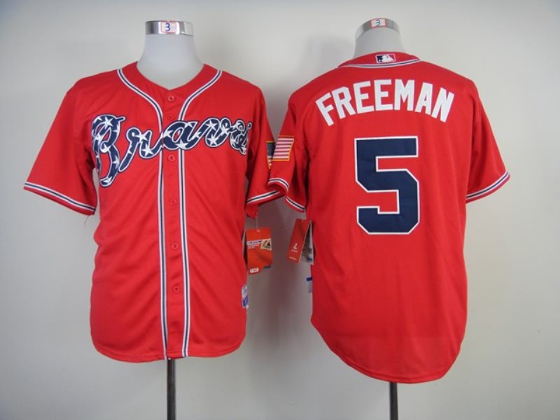 MLB Braves 5 Freddie Freeman Red Men Jersey