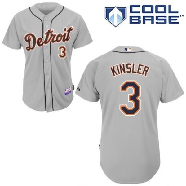 MLB Tigers 3 Ian Kinsler Grey Cool Base Men Jersey