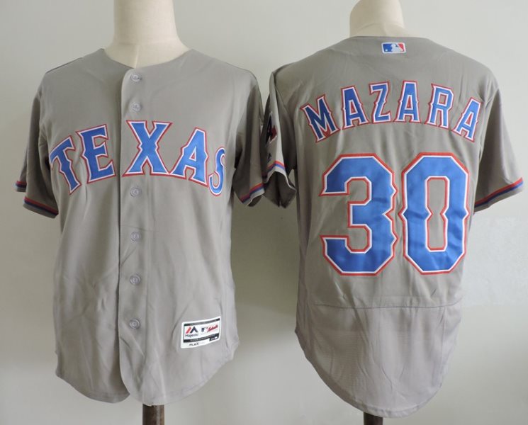MLB Rangers 30 Nomar Mazara Grey Flexbase Men Jersey