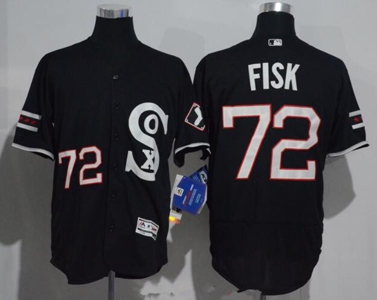 MLB White Sox 72 Carlton Fisk Black Retro 2016 Flexbase Men Jersey