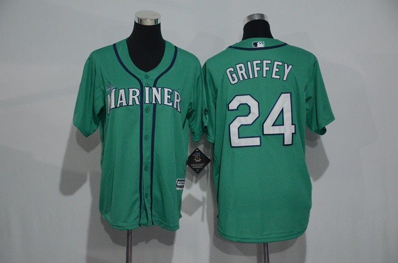 MLB Mariners 24 Ken Griffey Jr. Green Cool Base Youth Jersey