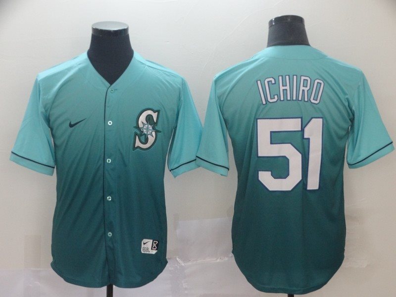 MLB Mariners 51 Ichiro Suzuki Green Drift Fashion Men Jersey