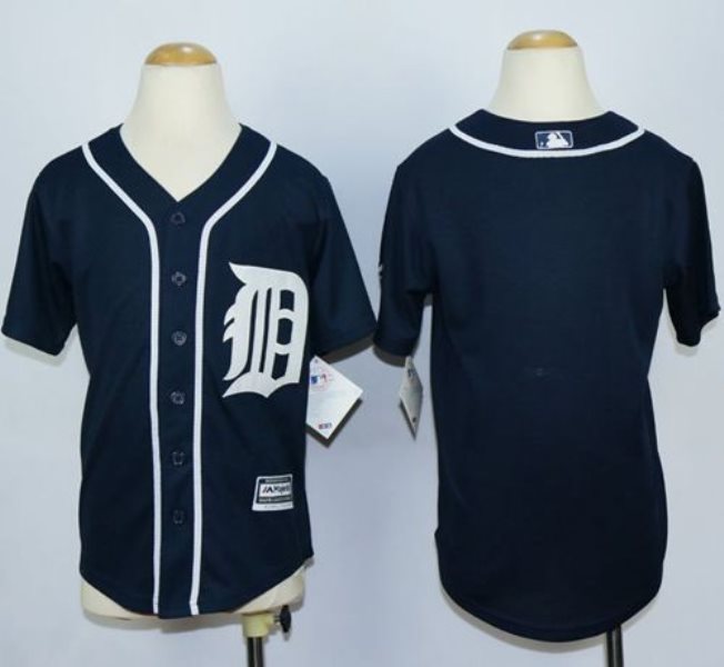 MLB Tigers Blank Navy Blue Cool Base Youth Jersey