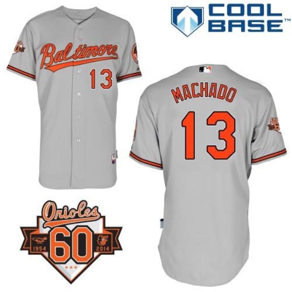 MLB Orioles 13 Manny Machado Grey Cool Base Men Jersey