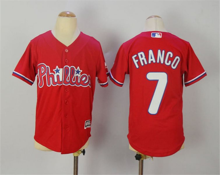 MLB Phillies 7 Maikel Franco Red Cool Base Youth Jersey