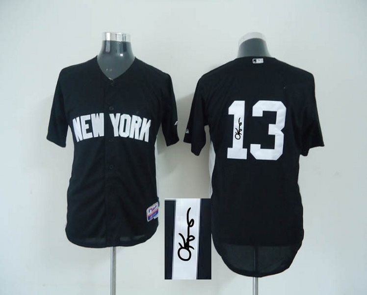 MLB Yankees 13 Rodriguez Black Signature Edition Cool Base Men Jersey