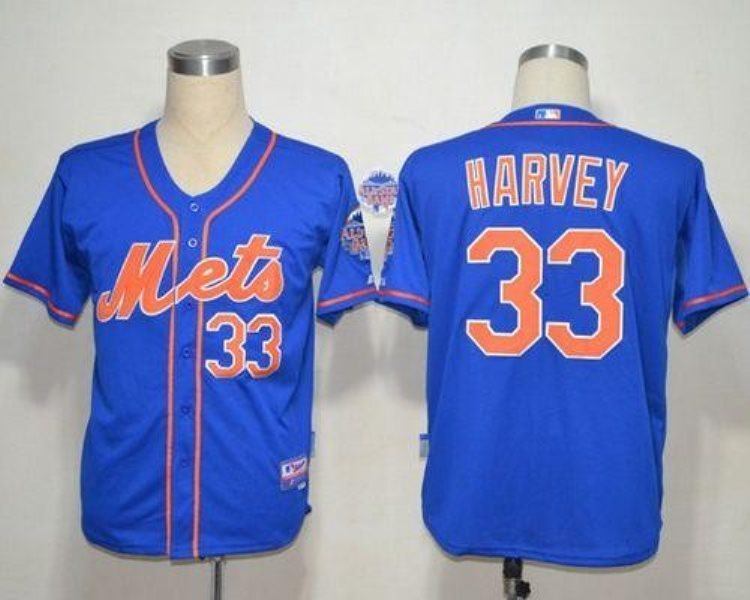 MLB Mets 33 Matt Harvey Blue Alternate Home Cool Yuoth Men Jersey