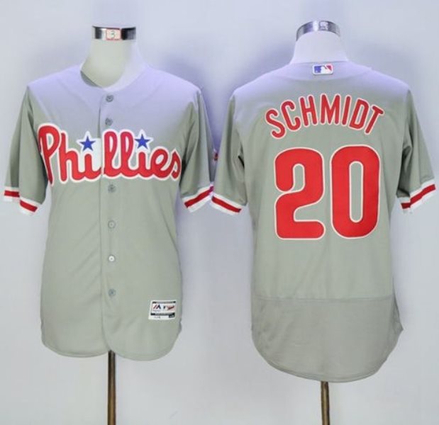 MLB Phillies 20 Mike Schmidt Grey Flexbase Men Jersey