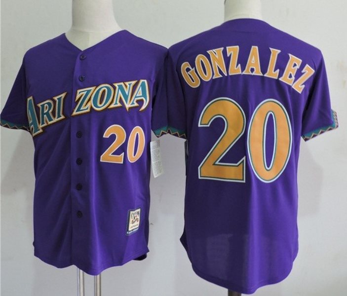 MLB Diamondbacks 20 Luis Gonzalez Purple Throwback Men Jersey